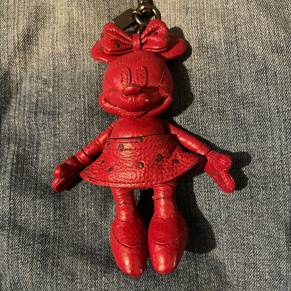 Coach leather mini mouse bag charm.